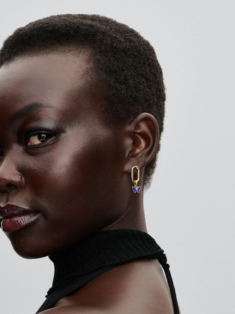 Blue Butterfly Mini Dangle Charm - 14ct Gold Plated - 763825C01