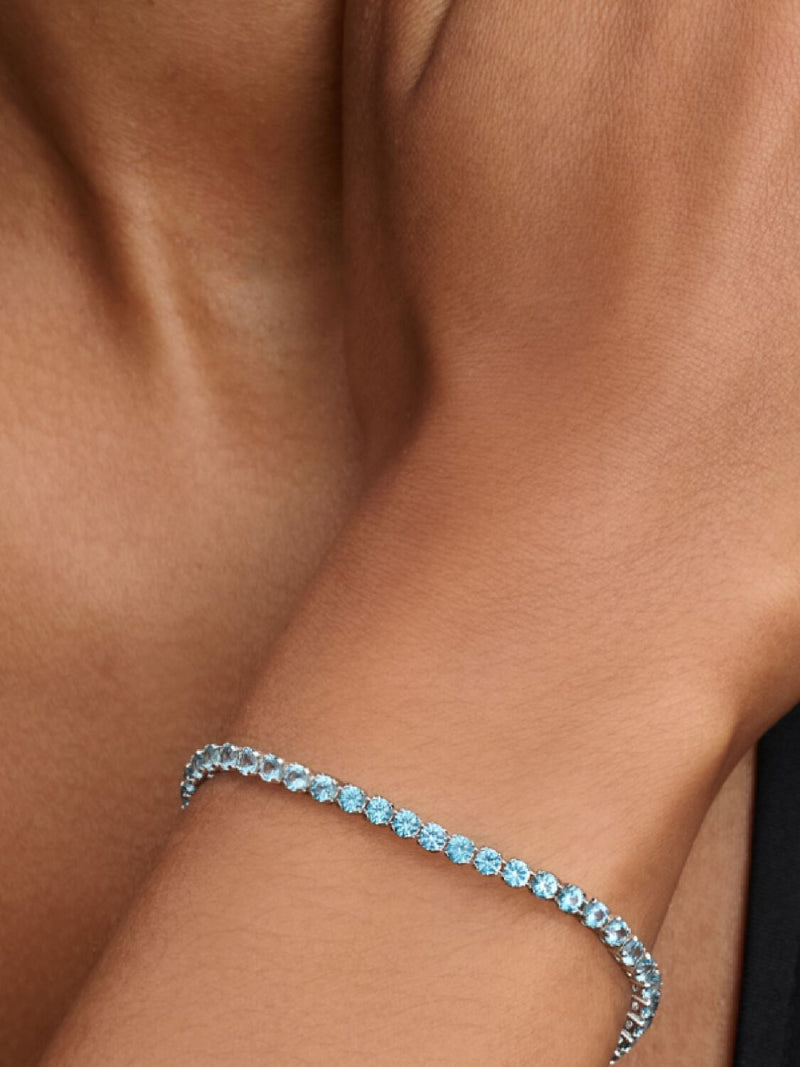 Sparkling Light Blue Tennis Bracelet - Sterling Silver - 591469C03