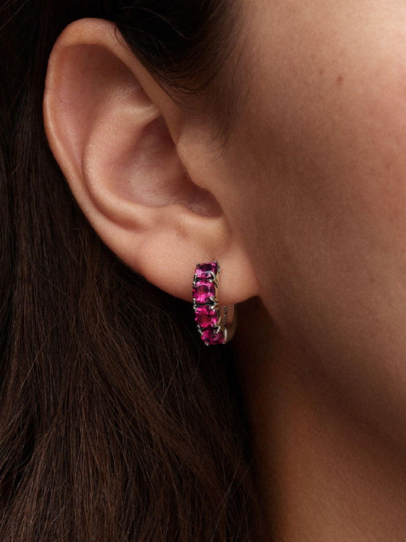 Pink Hoop Earrings - Sterling Silver - 293851C02