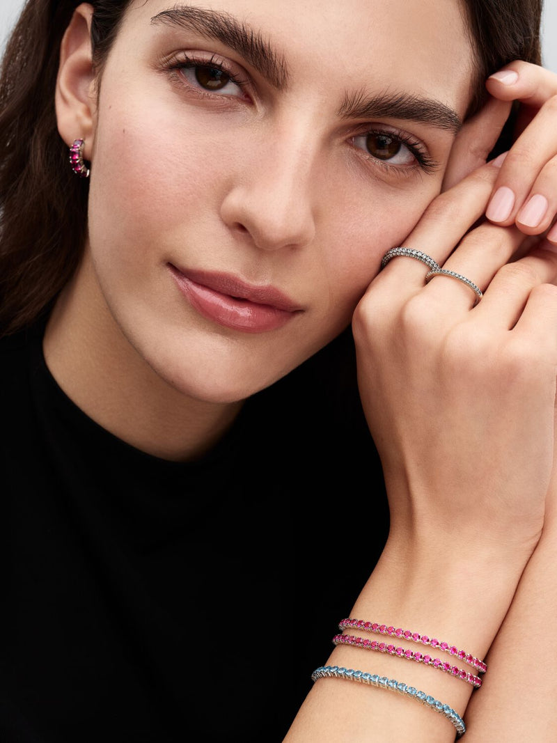 Sparkling Pink Tennis Bracelet - Sterling Silver - 591469C04