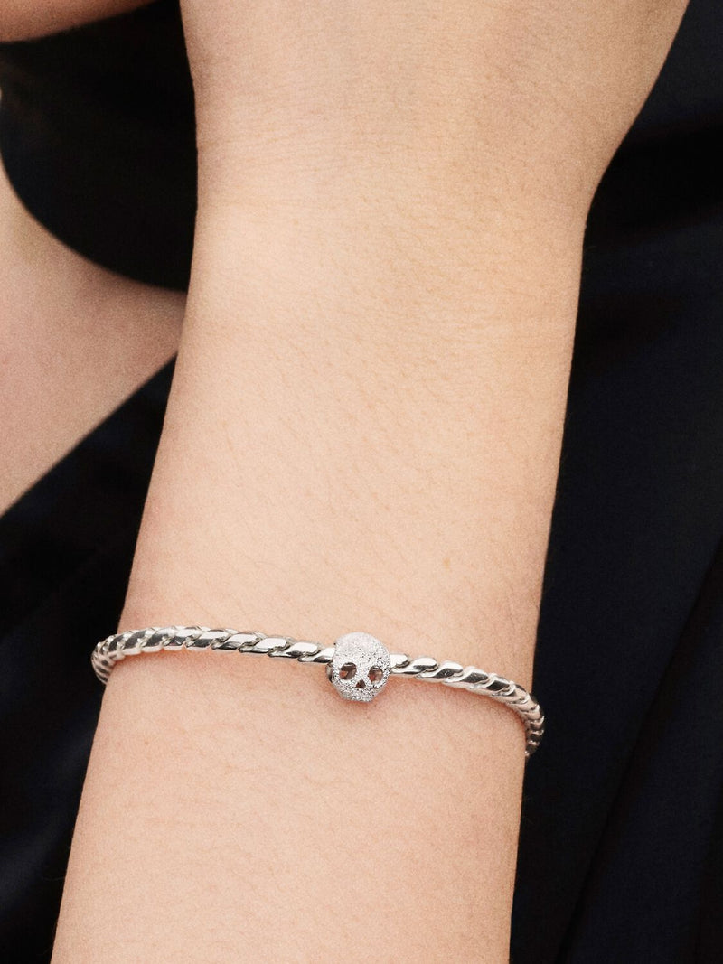 Textured Skull Mini Charm - Sterling Silver - 794040C00