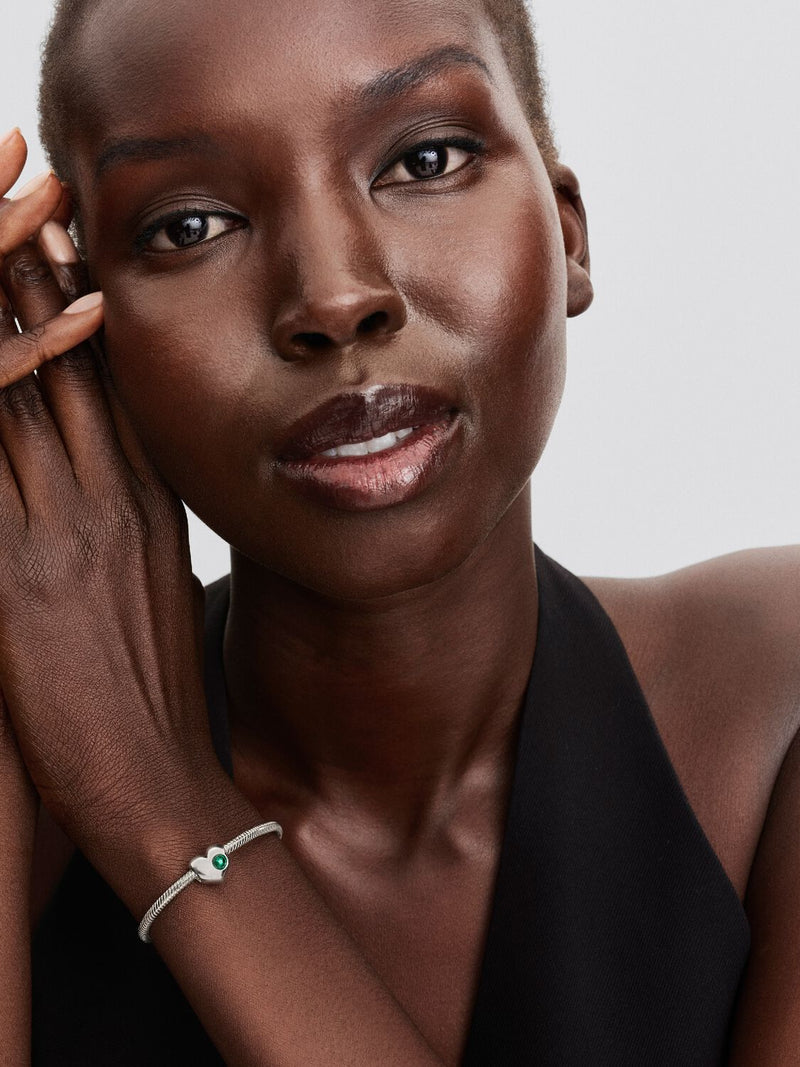 May Birthstone Heart Charm, Royal Green Crystal - Sterling Silver - 794161C05