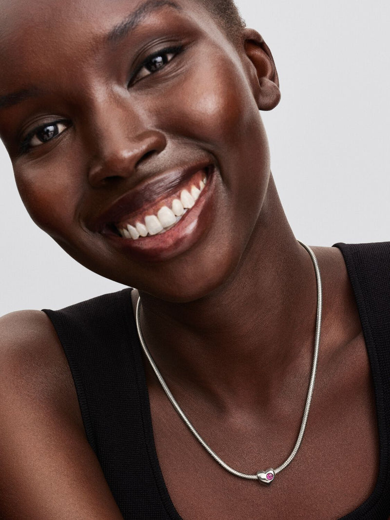 February Birthstone Heart Charm, Grape Purple Crystal - Sterling Silver - 794161C02