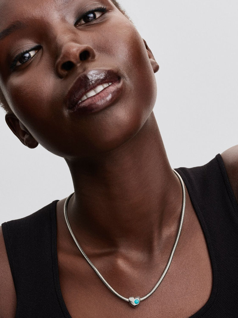 December Birthstone Heart Charm, Turquoise - Sterling Silver - 794161C12