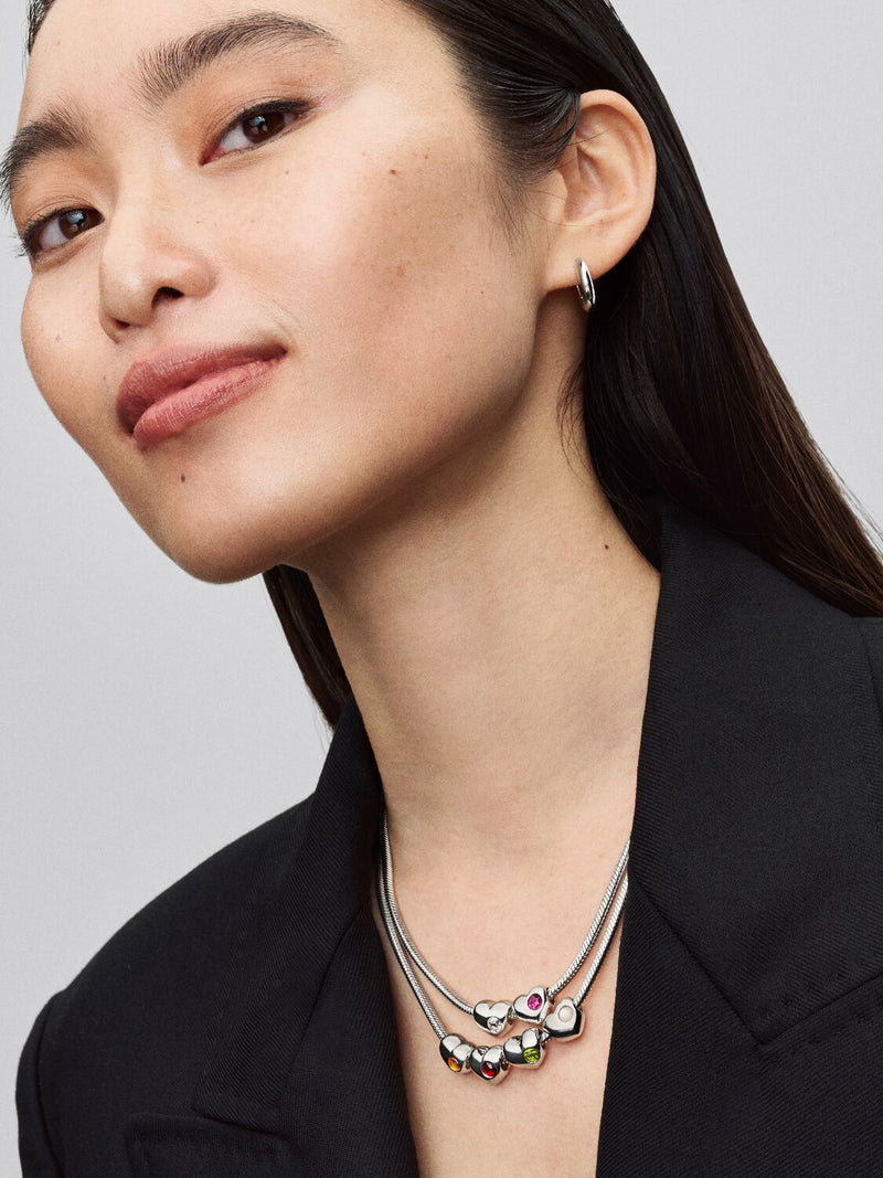 August Birthstone Heart Charm, Spring Green Crystal - Sterling Silver - 794161C08