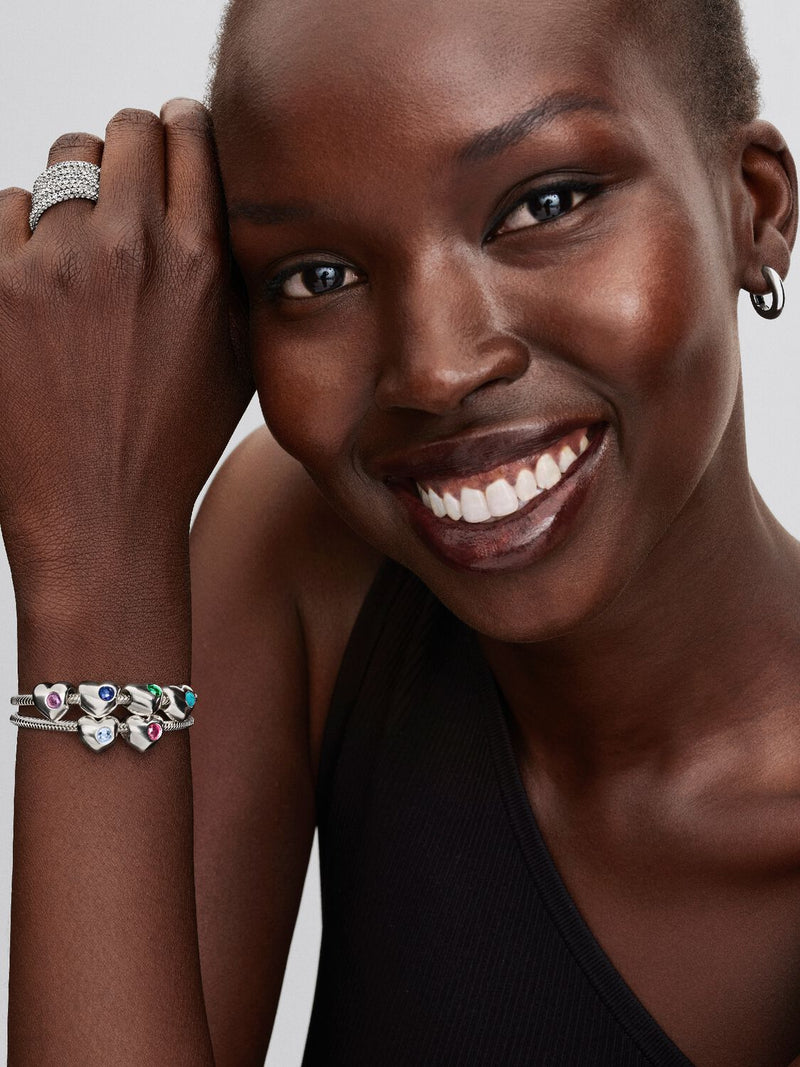 October Birthstone Heart Charm, Phlox Pink Crystal - Sterling Silver - 794161C10