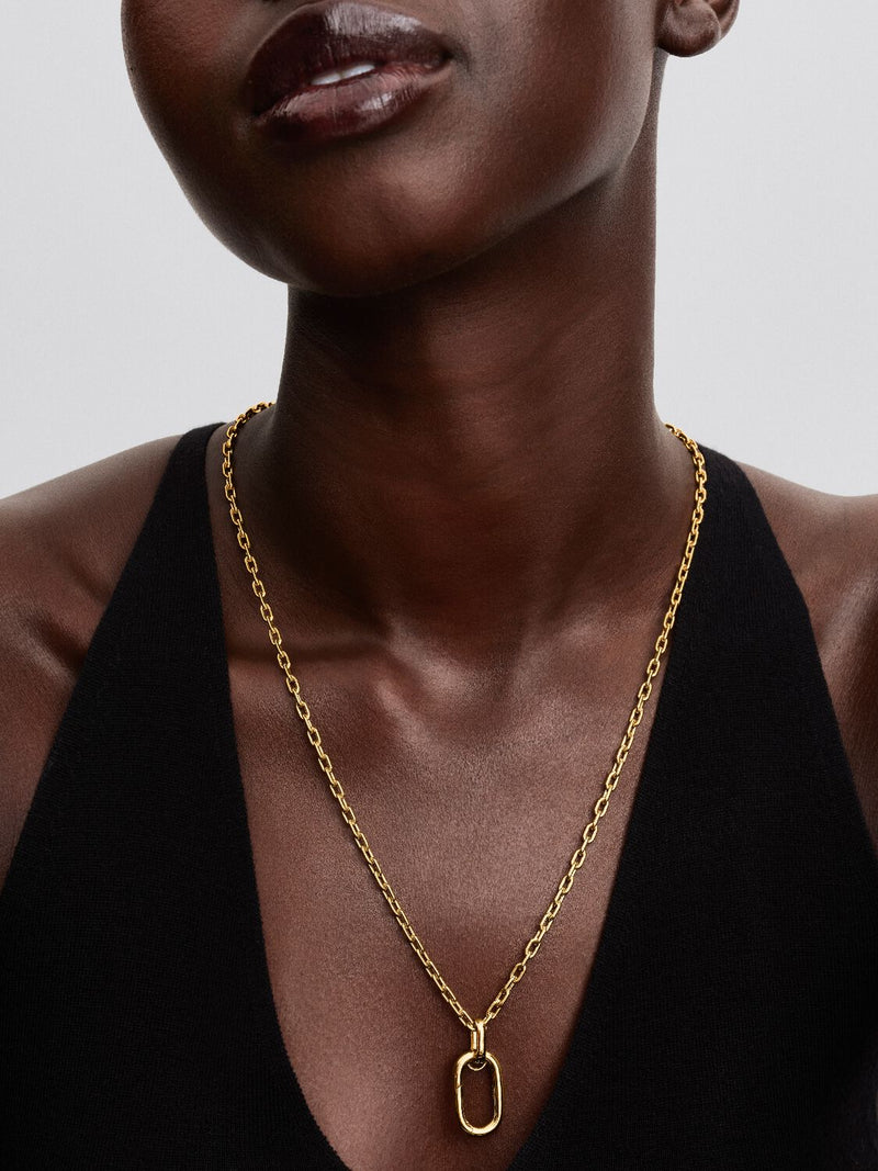 Large Openable Link Pendant Necklace - 14ct Gold Plated - 364083C00-70