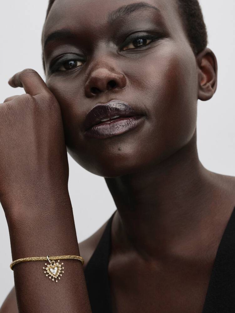 Radiant Heart Double Dangle Charm - Sterling Silver/14ct Gold Plating - 764141C01