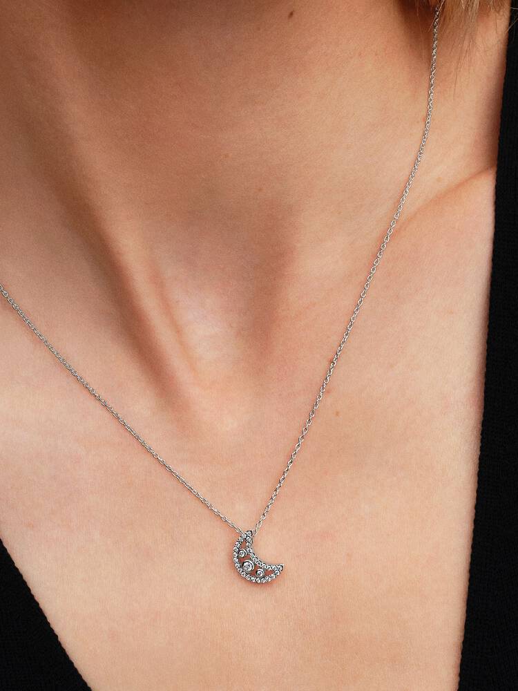 Crescent Moon Pendant Necklace - Sterling Silver - 394259C01-50