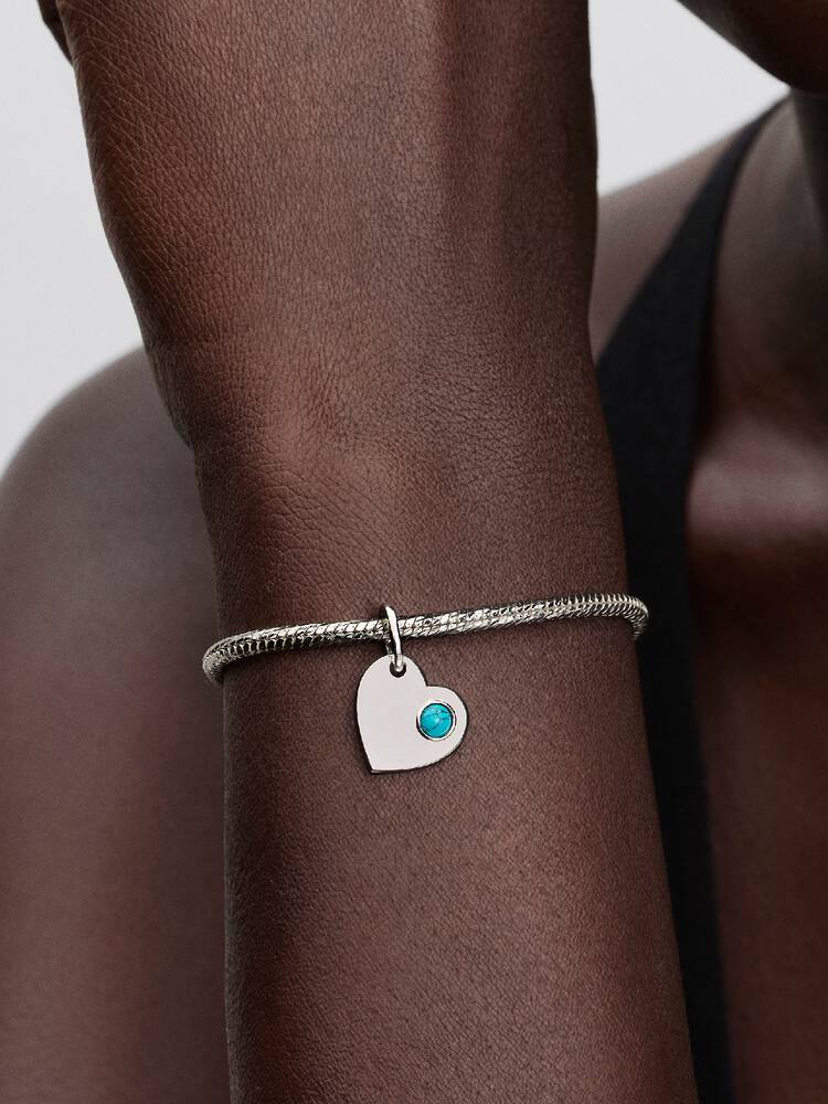 December Heart Dangle Charm - Sterling Silver - 794295C12