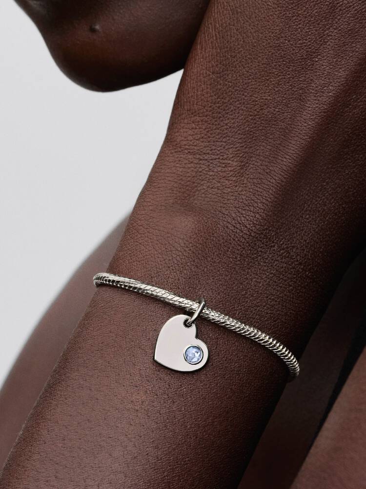 March Heart Dangle Charm - Sterling Silver - 794295C03