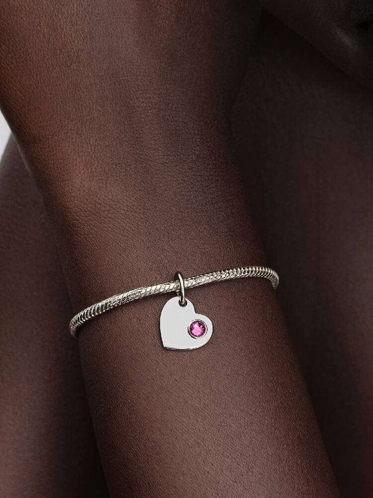 October Heart Dangle Charm - Sterling Silver - 794295C10