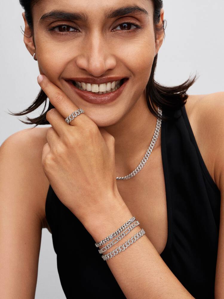 Heart Cuban Chain Bracelet - Sterling Silver - 594226C01