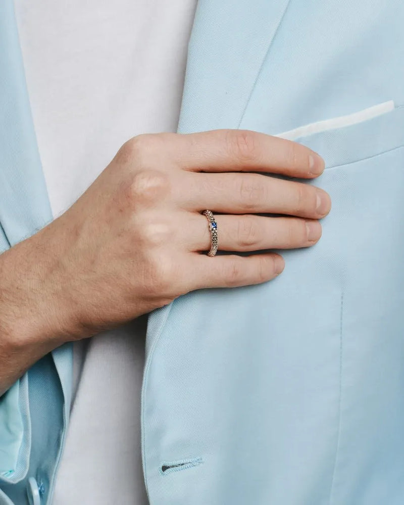 Souls Flex'It Ring with Blue Sapphire, Large - 18ct Rose Gold - AN09ZAFL-R