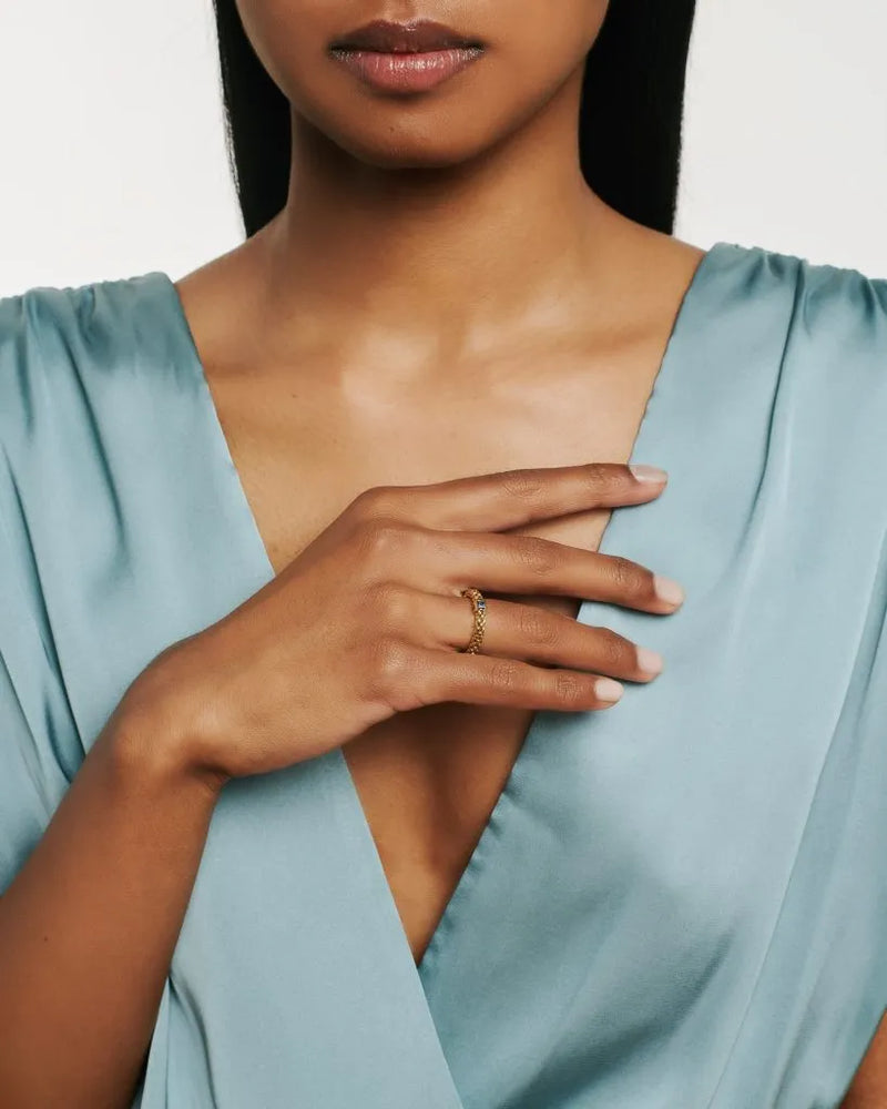 Souls Flex'It Ring with Blue Sapphire, Large - 18ct Rose Gold - AN09ZAFL-R