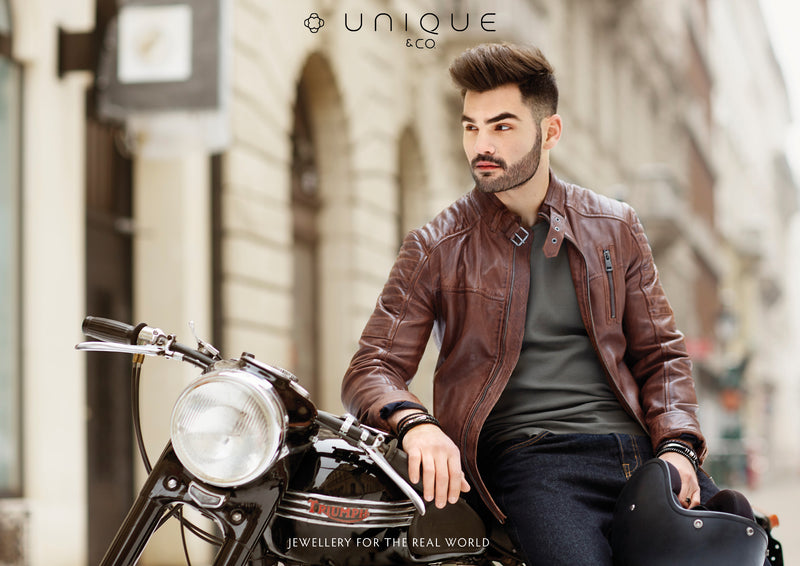 Leather Bracelet - Antique Black/Gunmetal - B503ABL