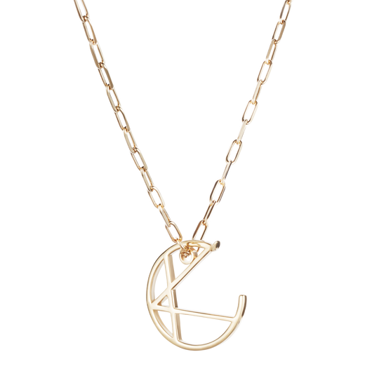 Small Alphabet Hoop Necklace, Letter K - Gold