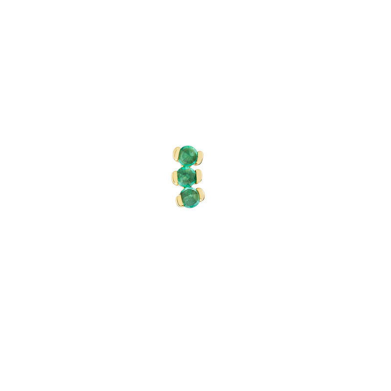 Triple Reverse Emerald Set Stud Earring, 6.5mm Screw Back - 9ct Yellow Gold - ST-REV-TR-EM-SC6.5
