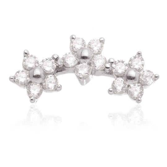 Internal Gold Flower Crescent Attachment Earring - 14ct White Gold - TLQ116-14K-W