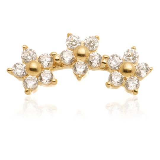 Internal Gold Flower Crescent Attachment Earring - 14ct Yellow Gold - TLQ116-14K-Y