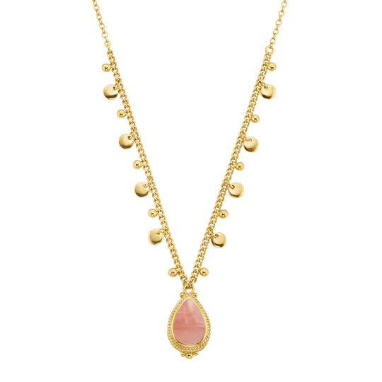 Antigua Charm Necklace - Gold/Pink Opal - 2250N-GPKOP