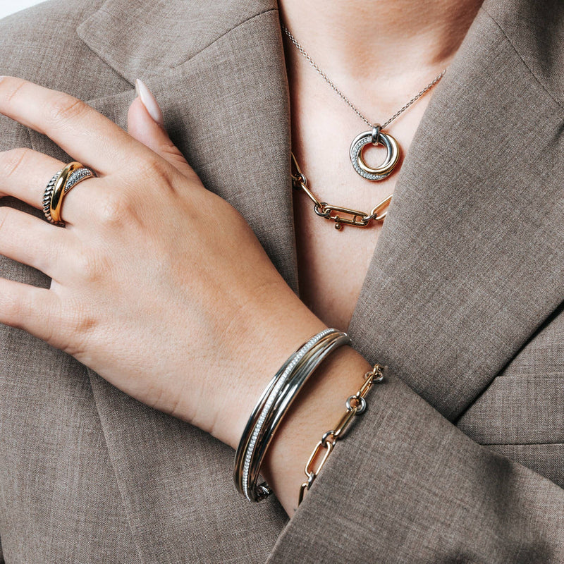 Milano CZ Bangle - Gold/Silver - 23046ZY