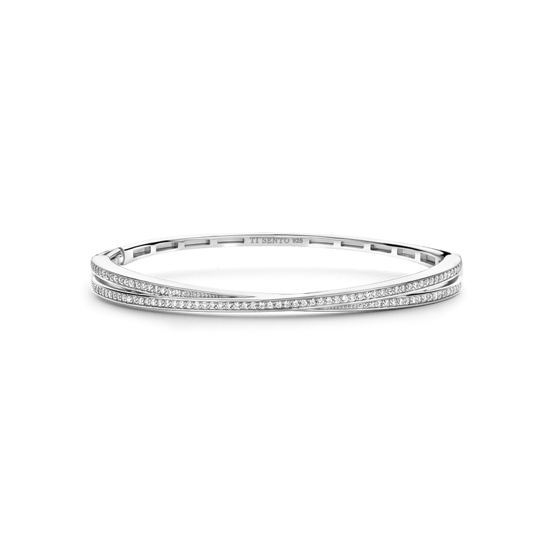 Milano Intertwined Bands Bangle - Silver - 23072ZI