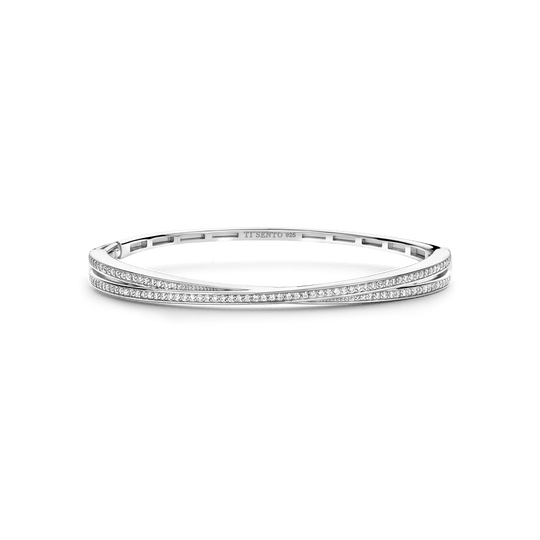 Milano Intertwined Bands Bangle - Silver - 23072ZI