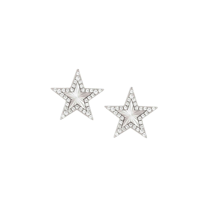 Truejoy Etched Star Stud Earrings - Silver - 240104/007