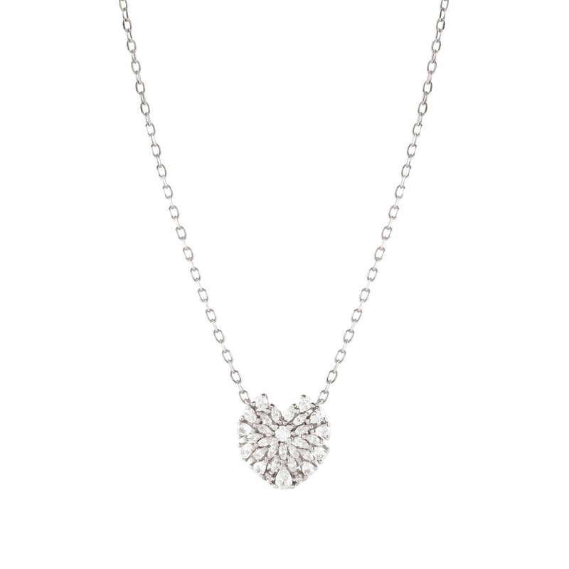 Ray Of Light Small Heart Necklace - Silver - 240202/004
