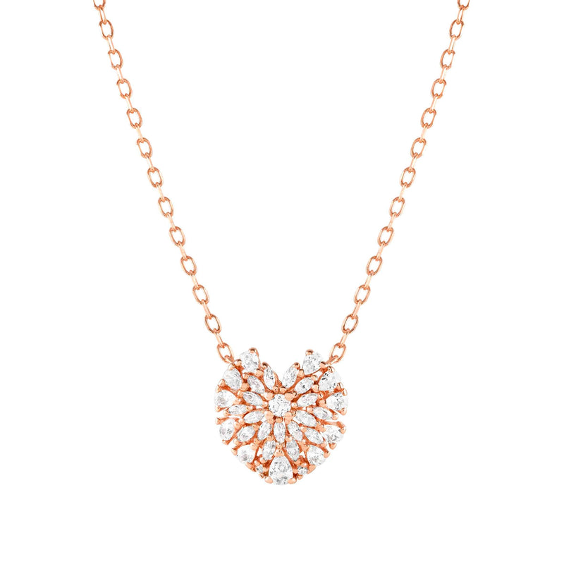 Ray Of Light Small Heart Necklace - Rose Gold - 240202/005