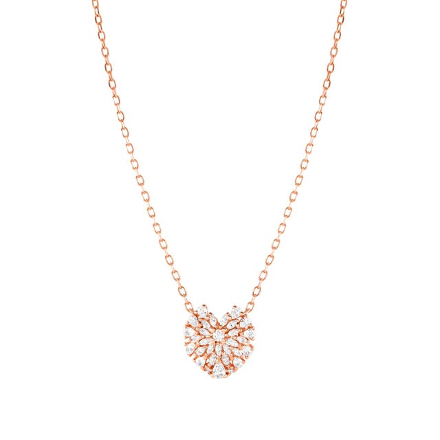 Ray Of Light Small Heart Necklace - Rose Gold - 240202/005