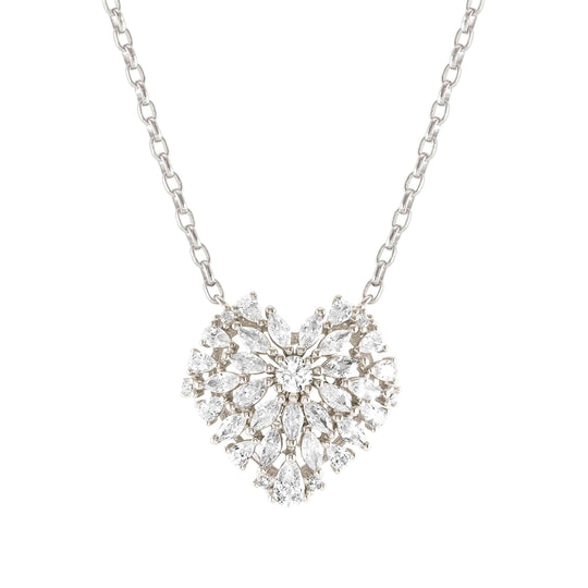 Ray Of Light Large Heart Necklace - Silver - 240203/004