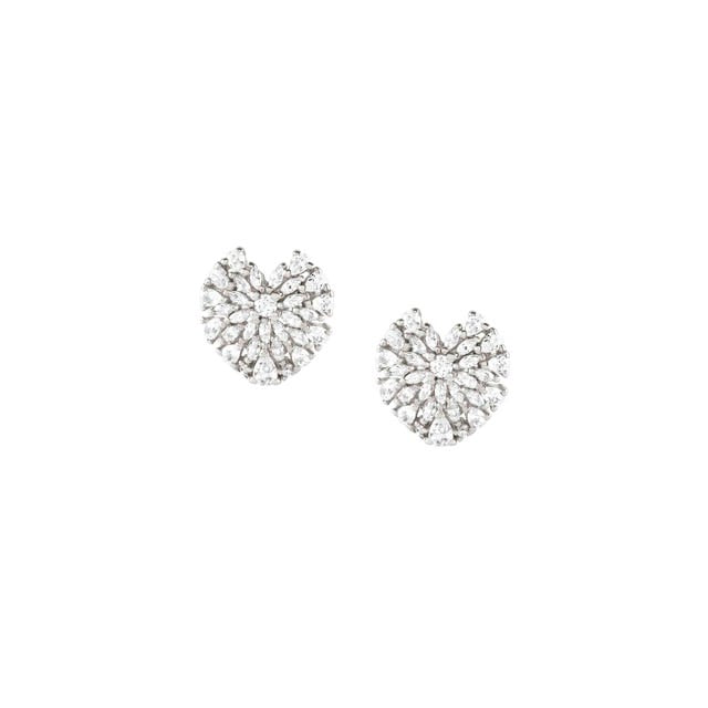 Ray Of Light Heart Stud Earrings - Silver - 240204/004