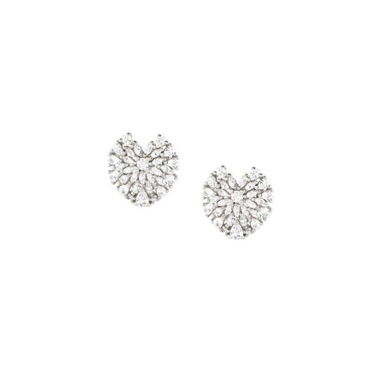 Ray Of Light Heart Stud Earrings - Silver - 240204/004
