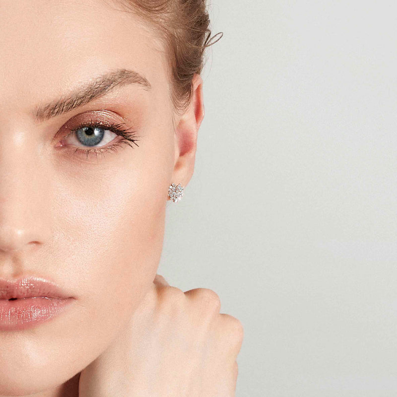 Ray Of Light Heart Stud Earrings - Rose Gold - 240204/005