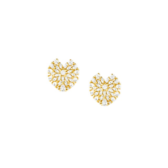 Ray Of Light Heart Stud Earrings - Gold - 240204/006