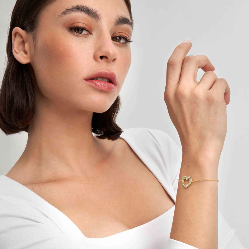 Lovecloud CZ Heart Bracelet - Silver - 240502/009