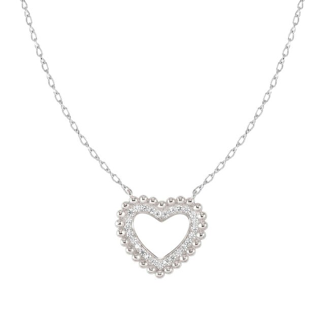 Lovecloud CZ Heart Necklace - Silver - 240504/009