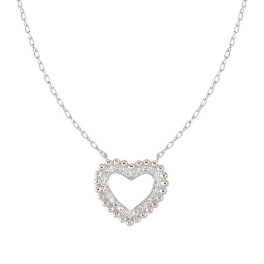 Lovecloud CZ Heart Necklace - Silver - 240504/009