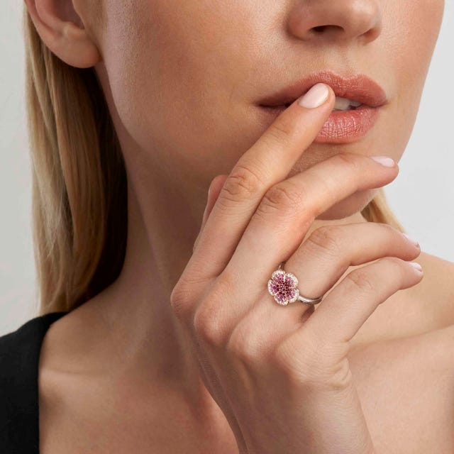 Crysalis CZ Flower Ring - Silver/Pink - 241101/010