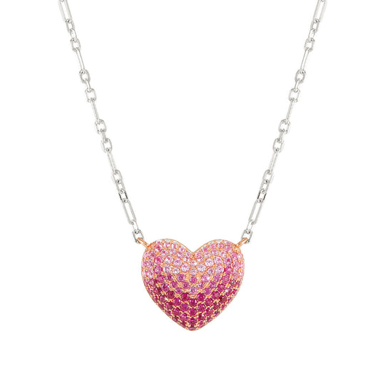 Crysalis CZ Heart Necklace - Silver/Pink - 241103/004