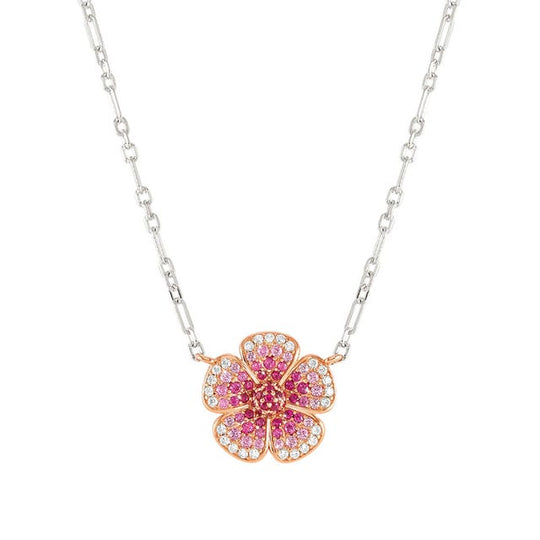 Crysalis CZ Flower Necklace - Silver/Pink - 241103/010