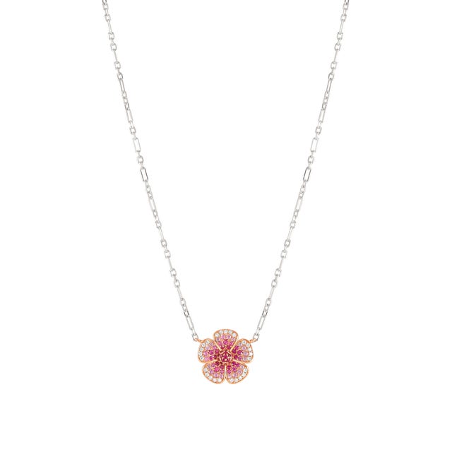 Crysalis CZ Flower Necklace - Silver/Pink - 241103/010