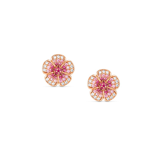 Crysalis CZ Flower Stud Earrings - Silver/Pink - 241104/010