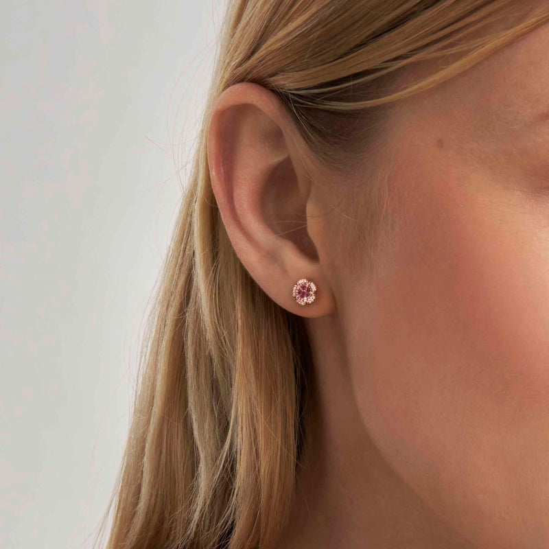 Crysalis CZ Flower Stud Earrings - Silver/Pink - 241104/010