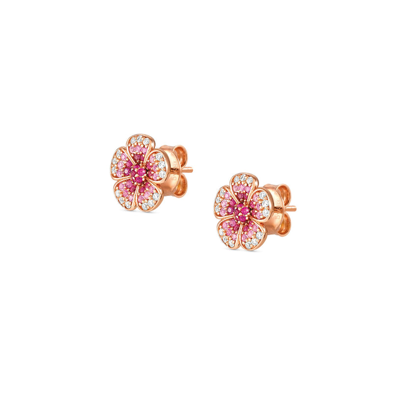 Crysalis CZ Flower Stud Earrings - Silver/Pink - 241104/010