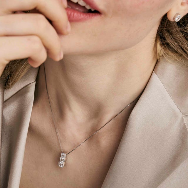 Seidivina CZ Drop Pendant Necklace - Silver - 241403/010