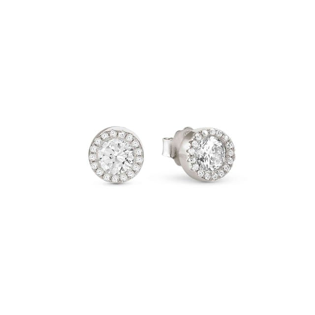 Seidivina Round CZ Stud Earrings - Silver - 241404/010