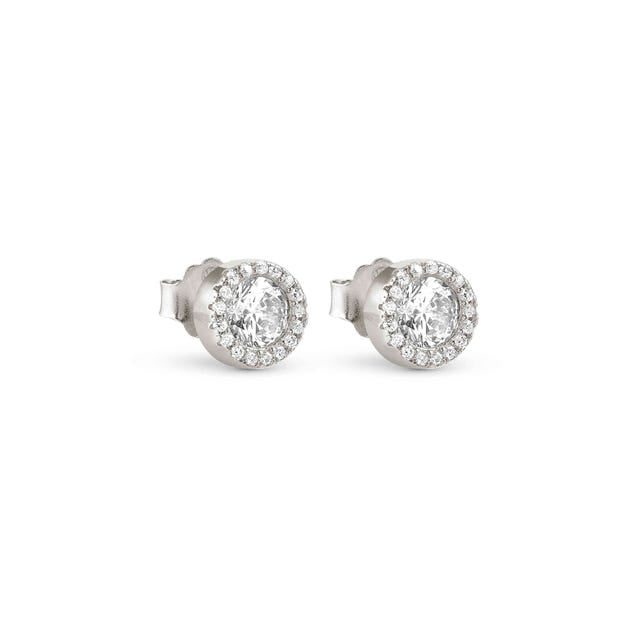 Seidivina Round CZ Stud Earrings - Silver - 241404/010
